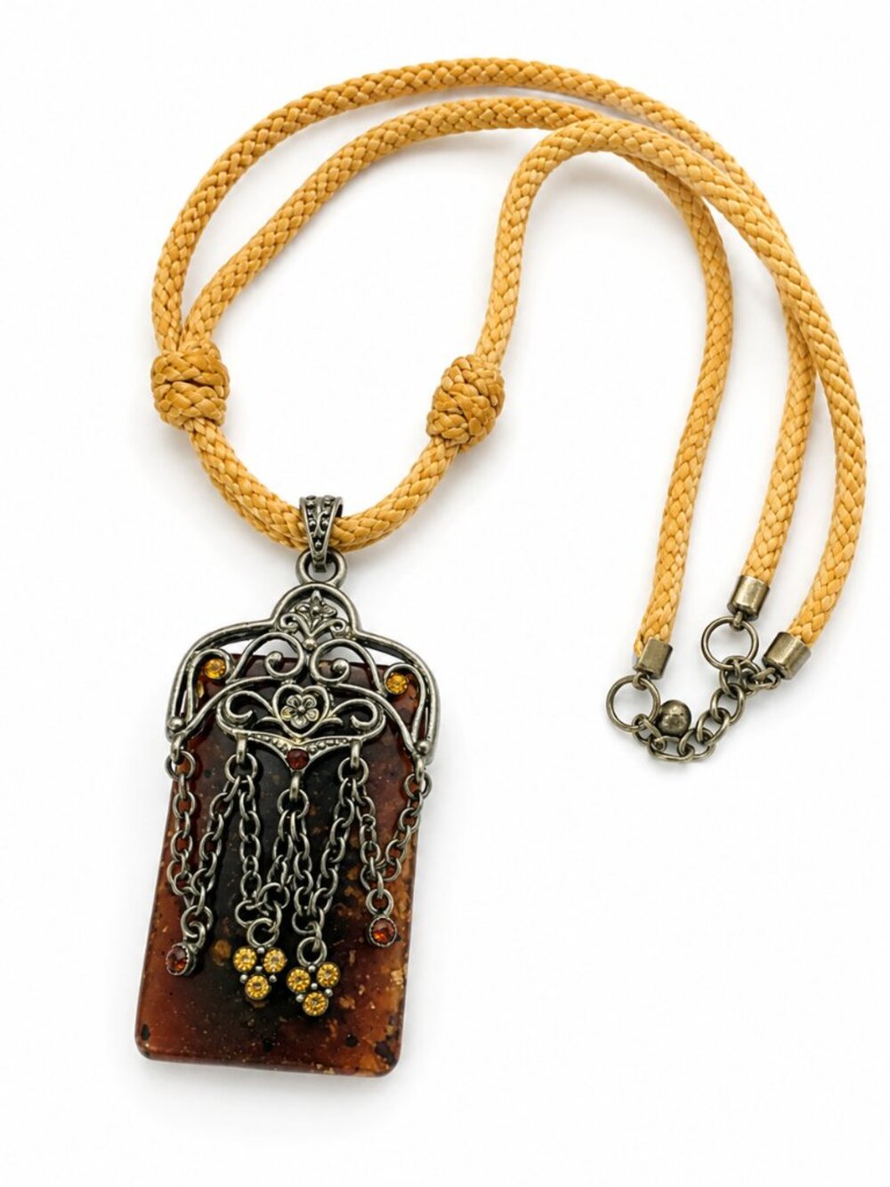 Artisan Filigree Pendant Necklace | Mixed Media Statement | Gallery Style 21”